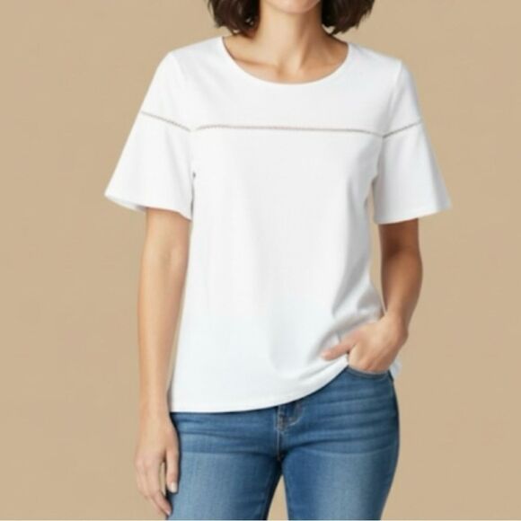 J.Crew Tops - J.Crew Women's White Short Sleeve T-Shirt Size M Ladder Trim